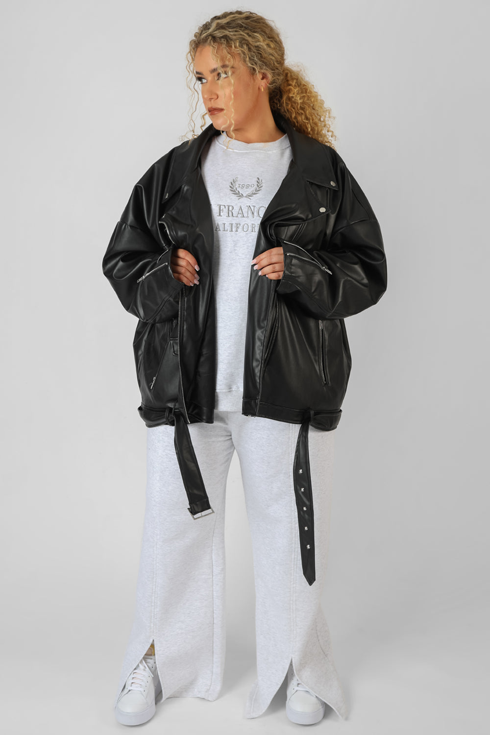 CURVE PU OVERSIZED BIKER JACKET