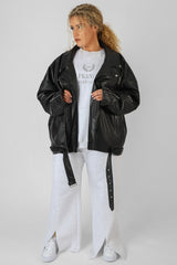 CURVE PU OVERSIZED BIKER JACKET