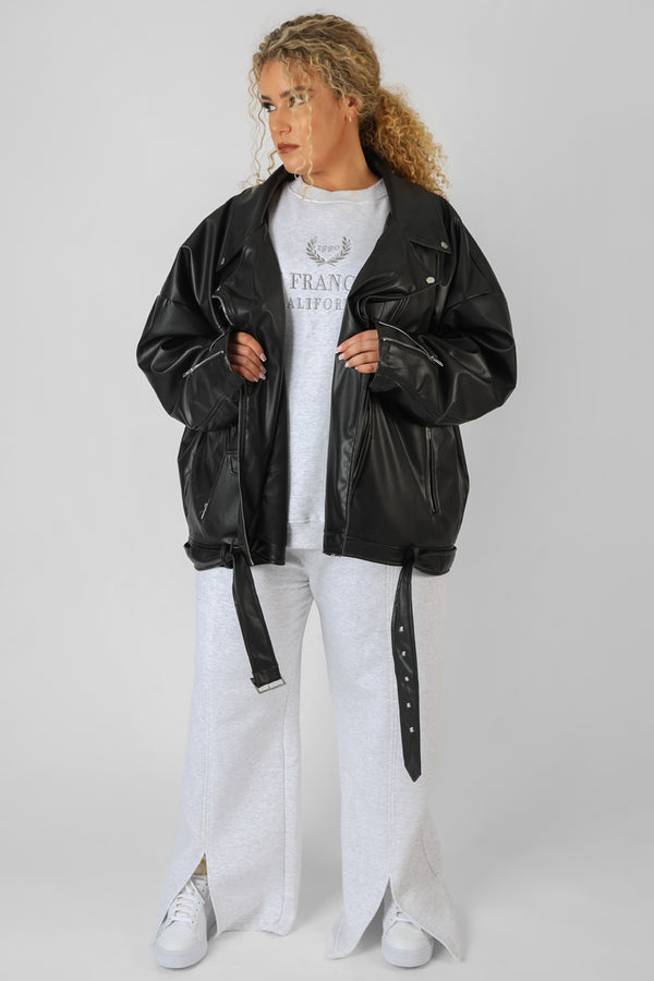 CURVE PU OVERSIZED BIKER JACKET