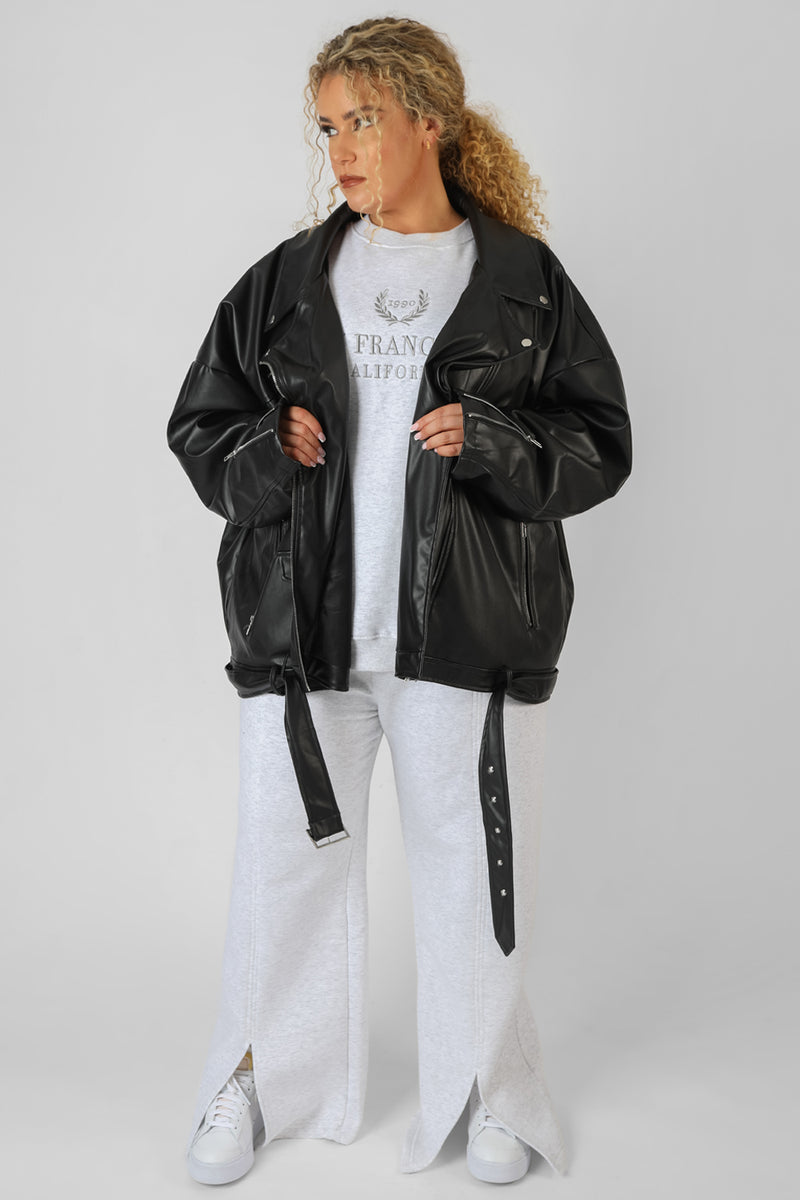 CURVE PU OVERSIZED BIKER JACKET