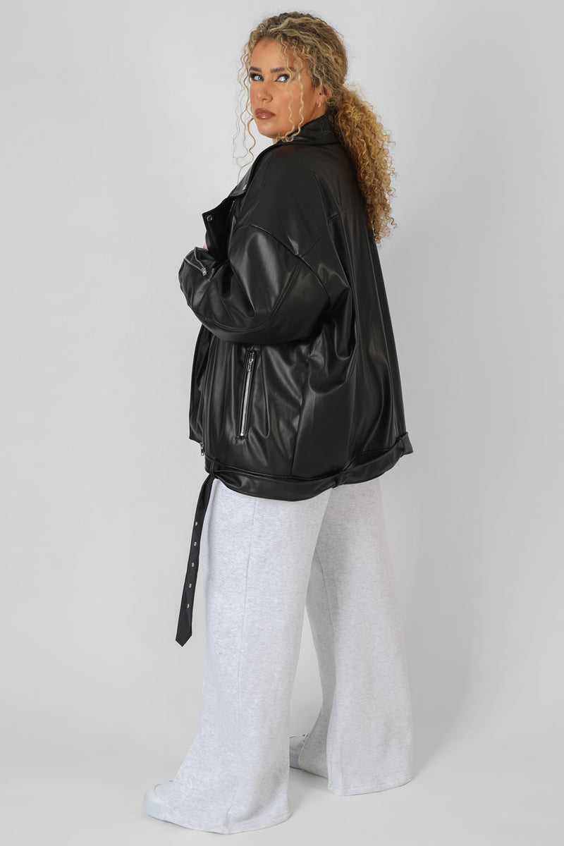 CURVE PU OVERSIZED BIKER JACKET