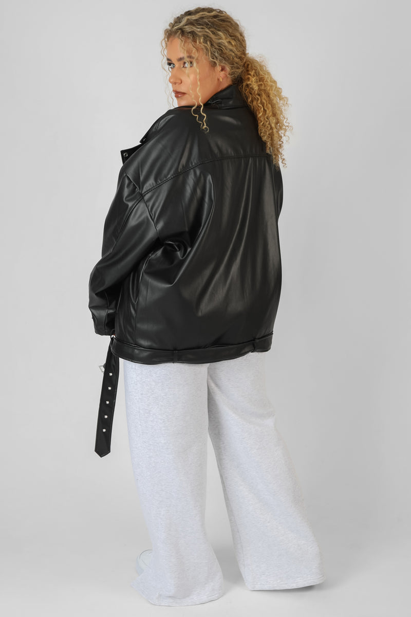 CURVE PU OVERSIZED BIKER JACKET