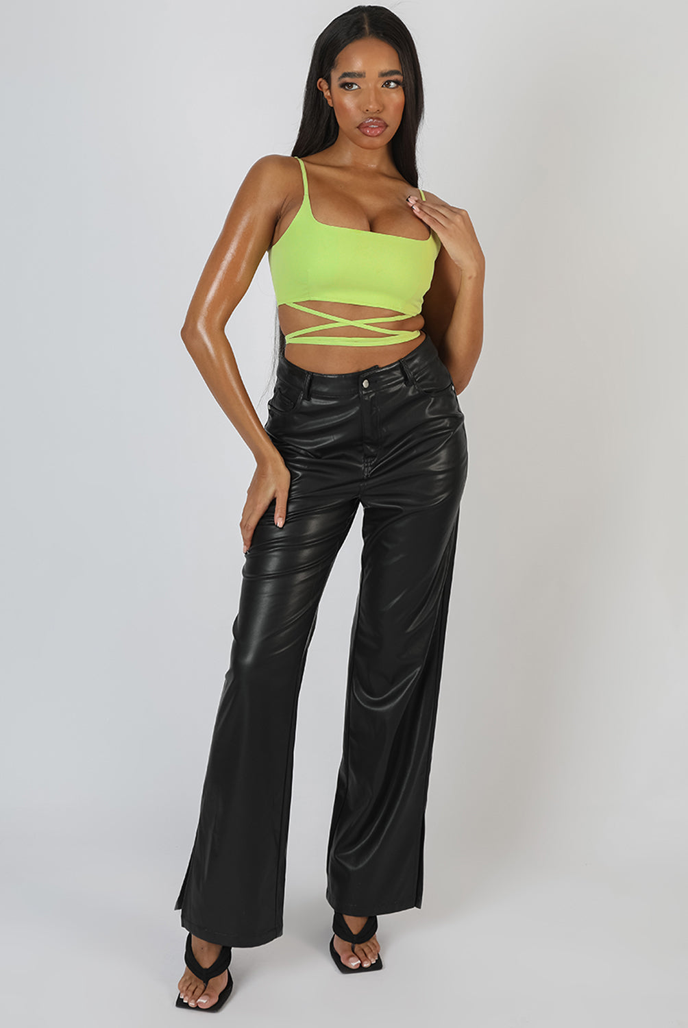 STRAPPY SQUARE NECK CROP TOP LIME