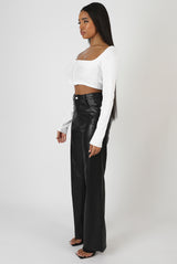 SQUARE NECK HOOK AND EYE TOP WHITE