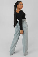 KAIIA TRIM ASYMMETRIC LONG SLEEVE TOP BLACK
