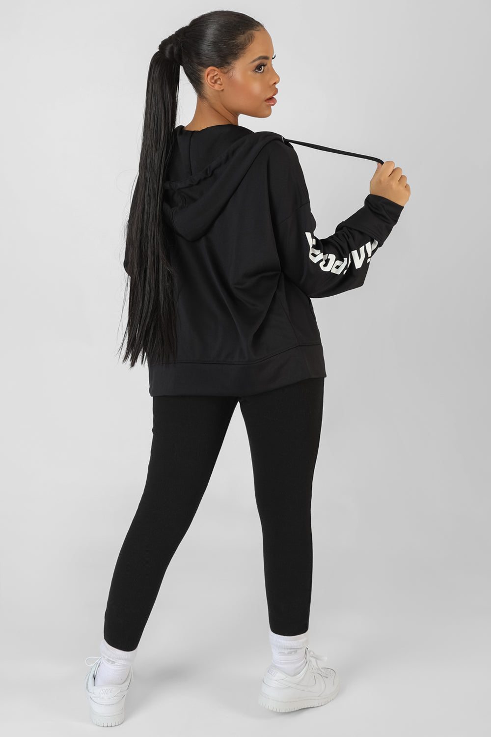 ZIP THROUGH KAIIA SPORT HOODIE BLACK