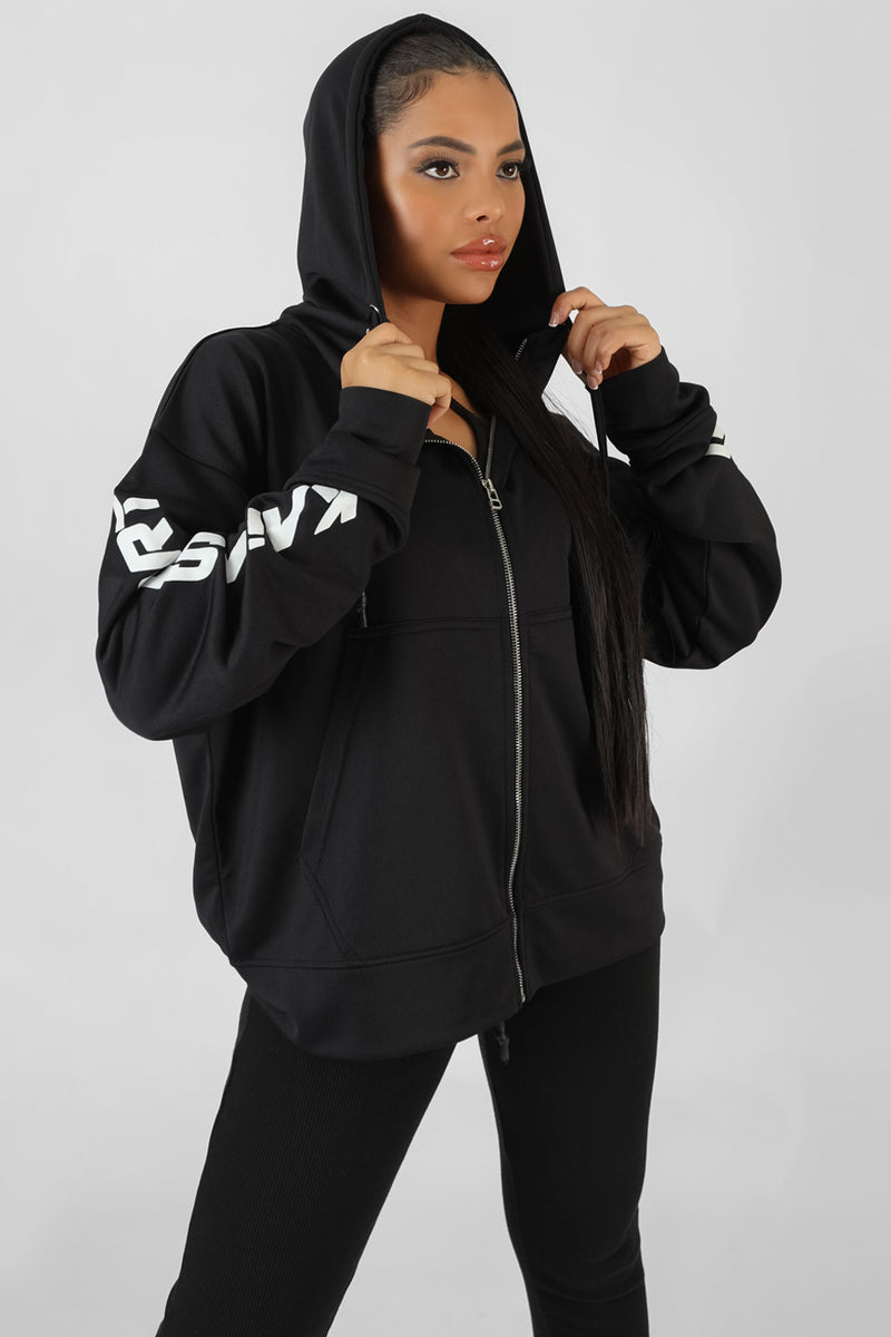ZIP THROUGH KAIIA SPORT HOODIE BLACK