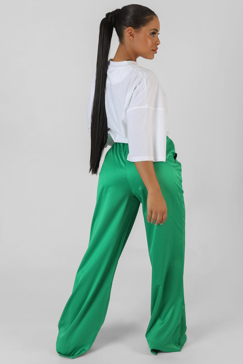 Zara green satin pants cheap