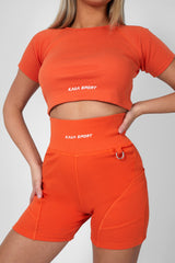 RIBBED CROPPED KAIIA SPORT T-SHIRT SUNSET ORANGE