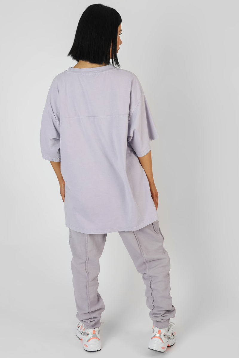 SIDE SLOGAN OVERSIZED T-SHIRT LILAC