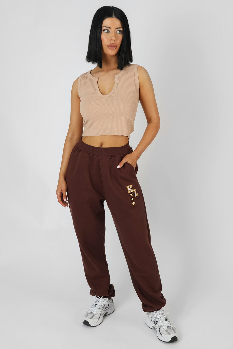 V NECK SLEEVELESS RIBBED CROP TOP CAMEL