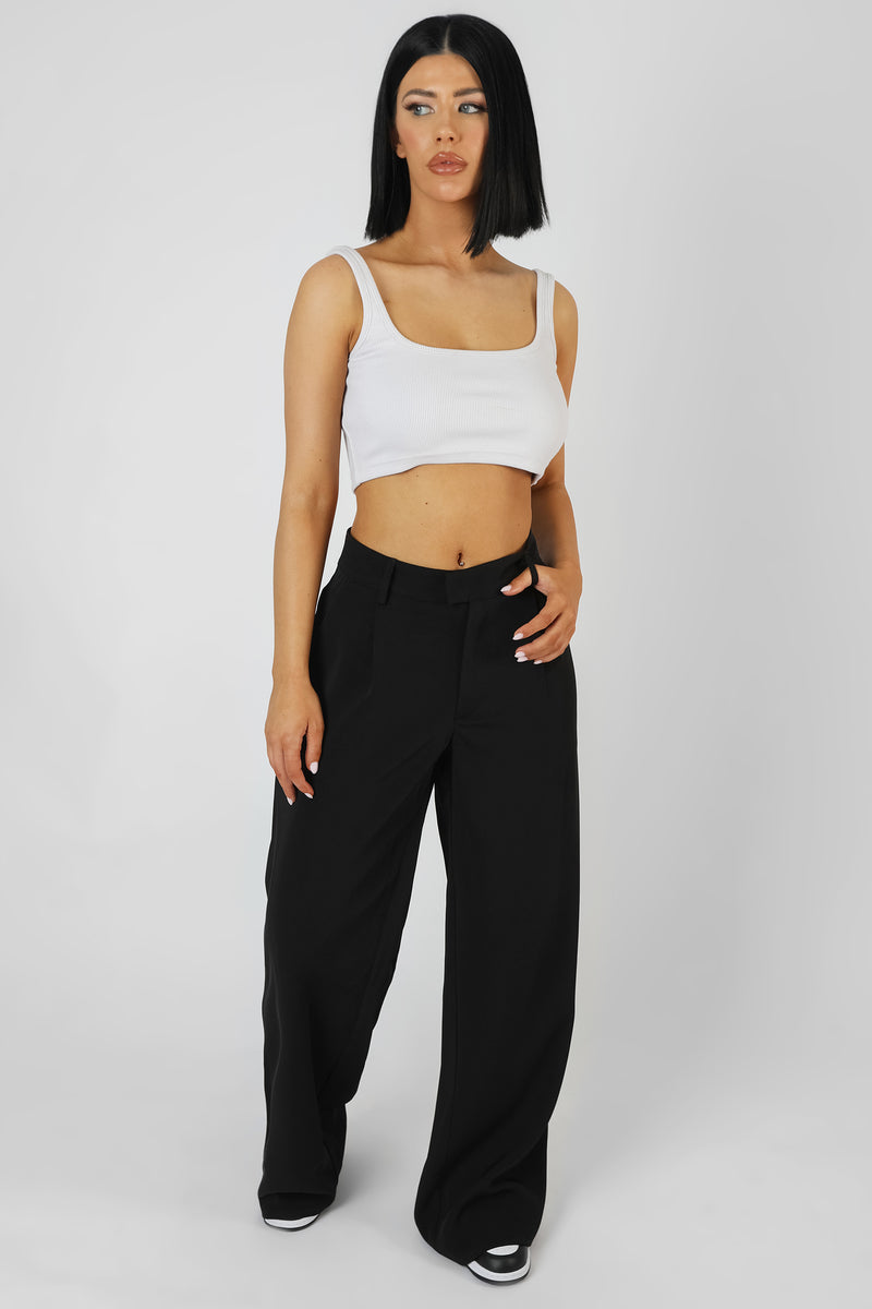 MID RISE TAILORED TROUSERS BLACK