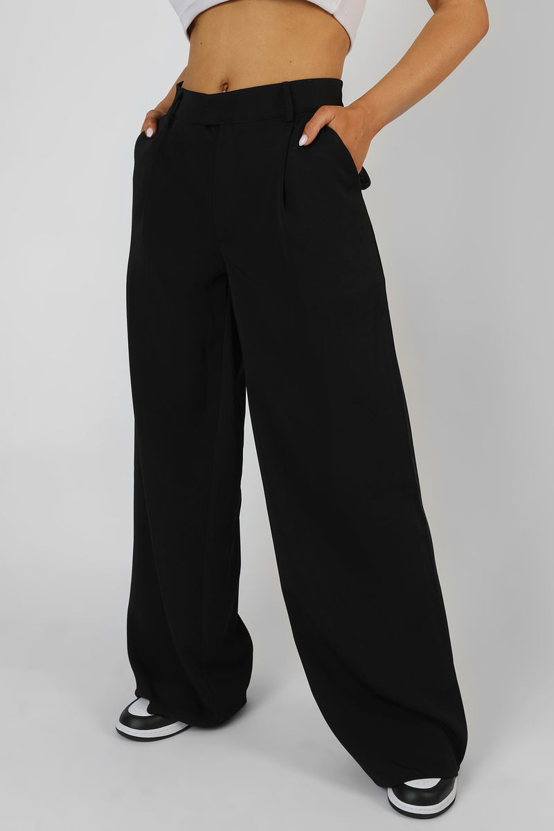 MID RISE TAILORED TROUSERS BLACK