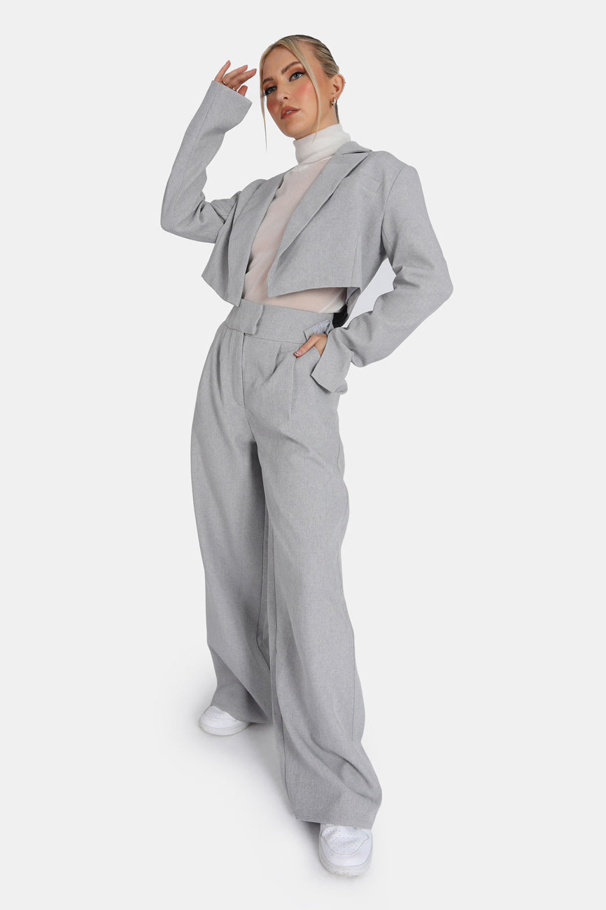 TAILORED PREMIUM WIDE LEG TROUSER GREY