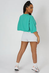 CALIFORNIA SUPER CROP T-SHIRT TURQUOISE