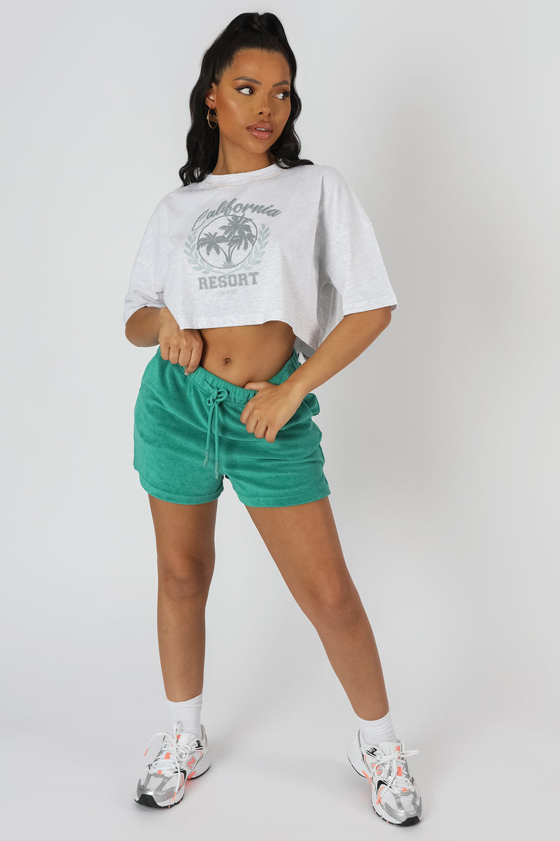 CALIFORNIA RESORT CROPPED T-SHIRT OATMEAL MARL