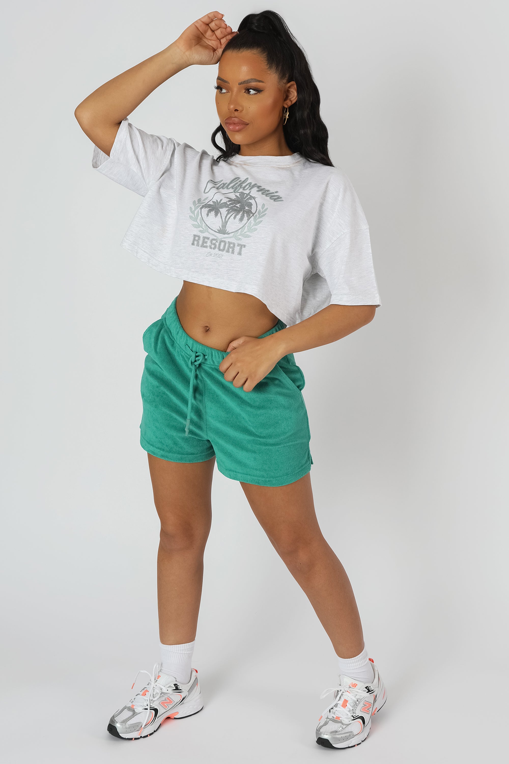 CALIFORNIA RESORT CROPPED T-SHIRT OATMEAL MARL