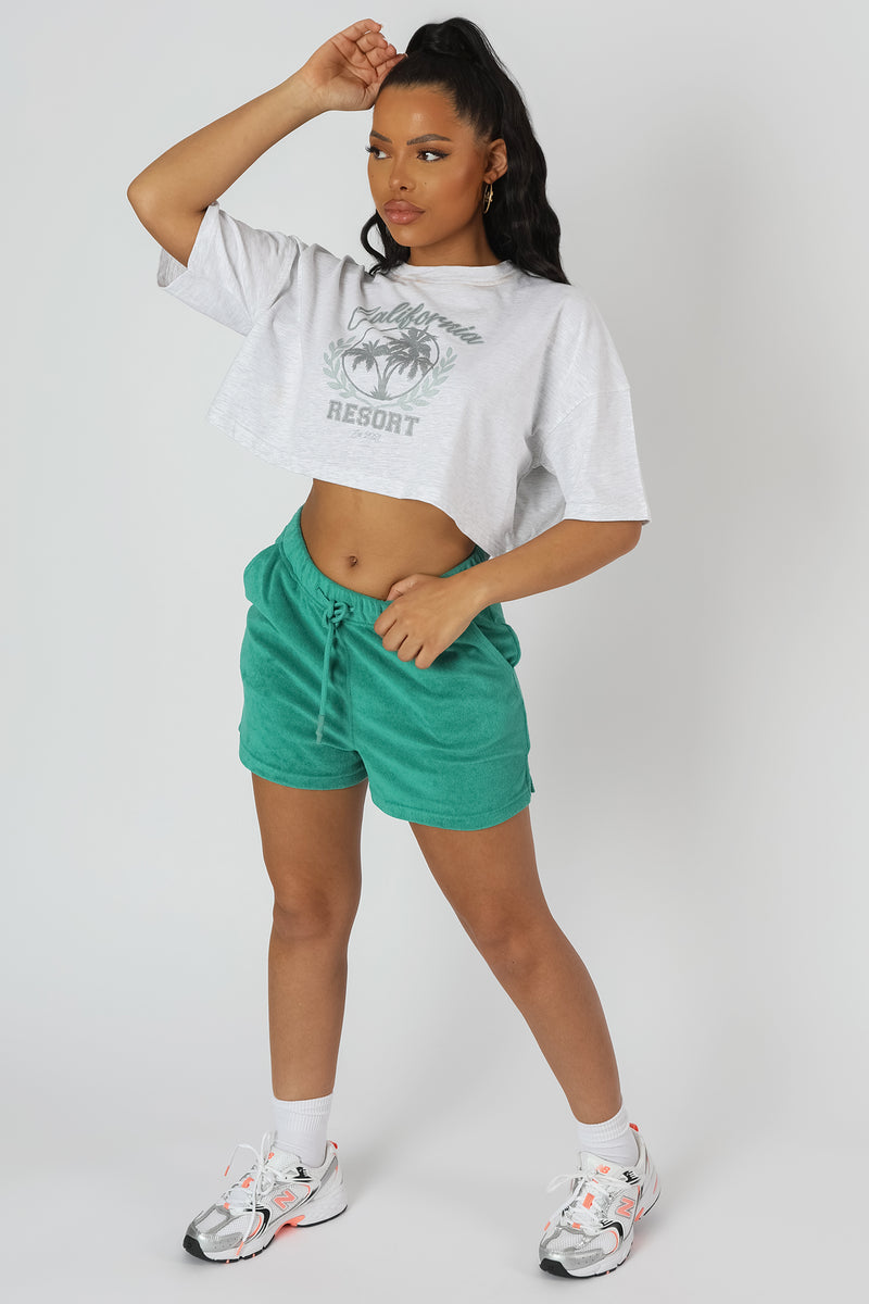 CALIFORNIA RESORT CROPPED T-SHIRT OATMEAL MARL