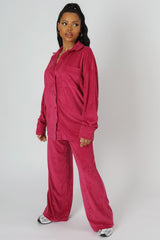 TOWELLING WIDE LEG JOGGERS PINK
