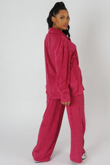 TOWELLING WIDE LEG JOGGERS PINK