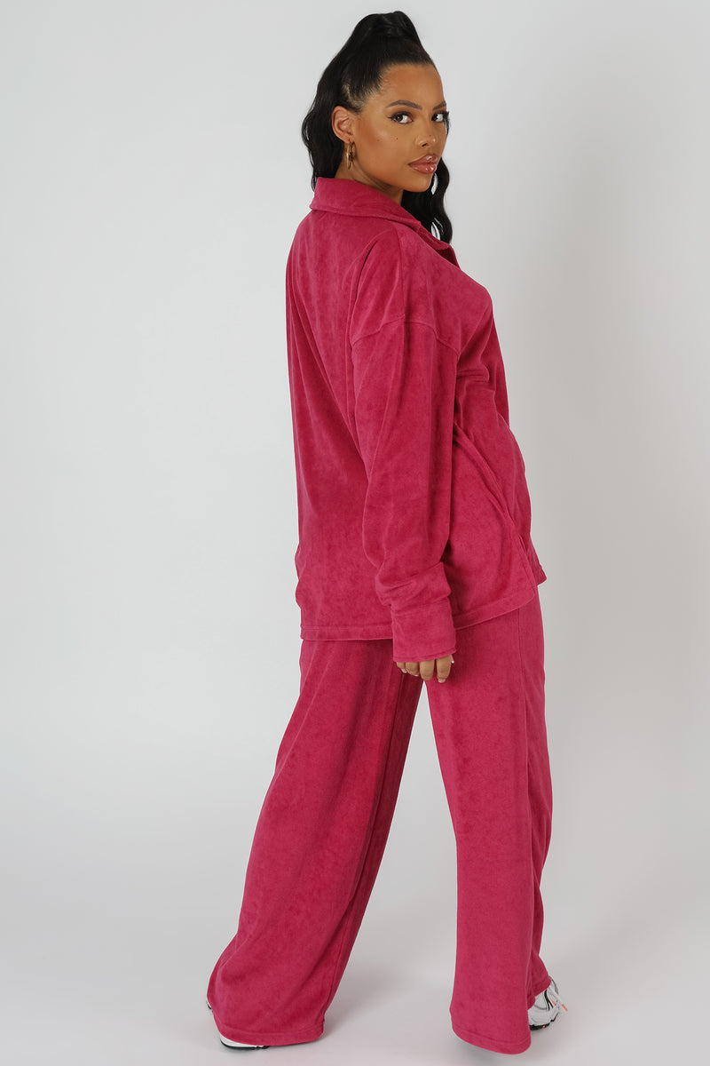 OVERSIZED TOWELLING SHIRT PINK