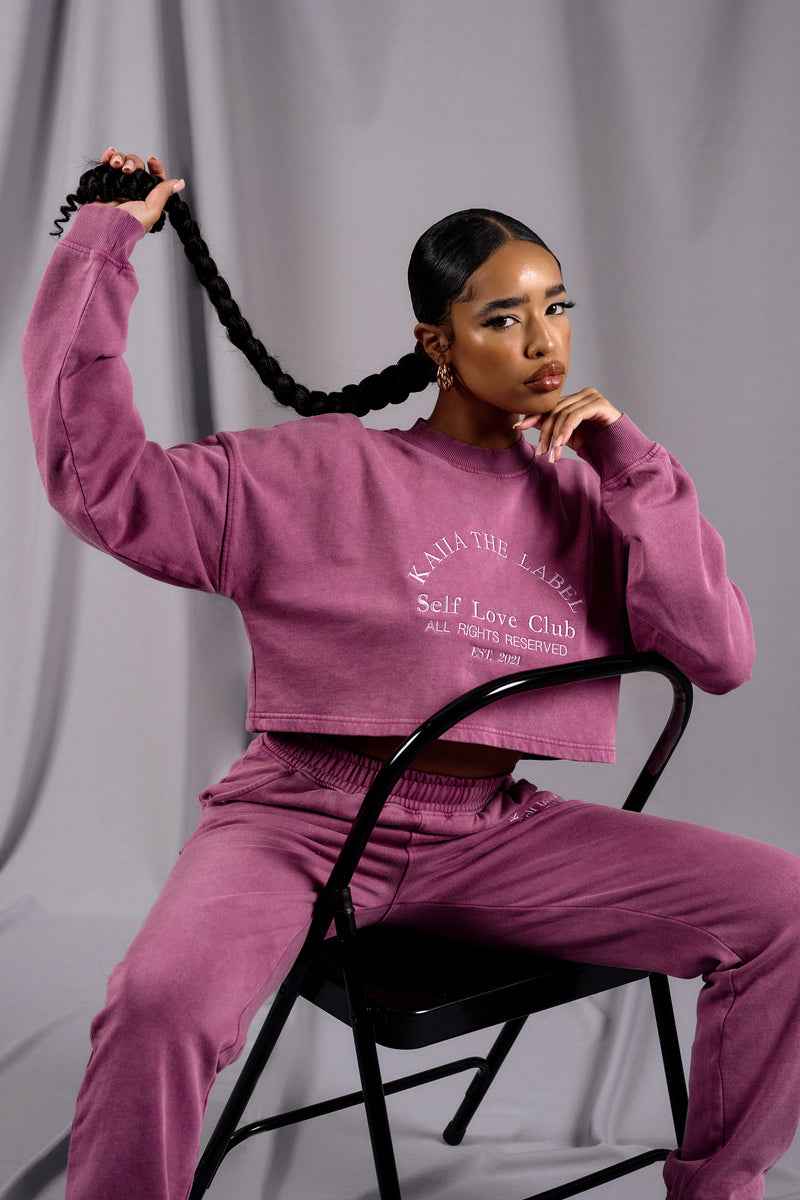 SELF LOVE CLUB CROPPED SWEATSHIRT PURPLE