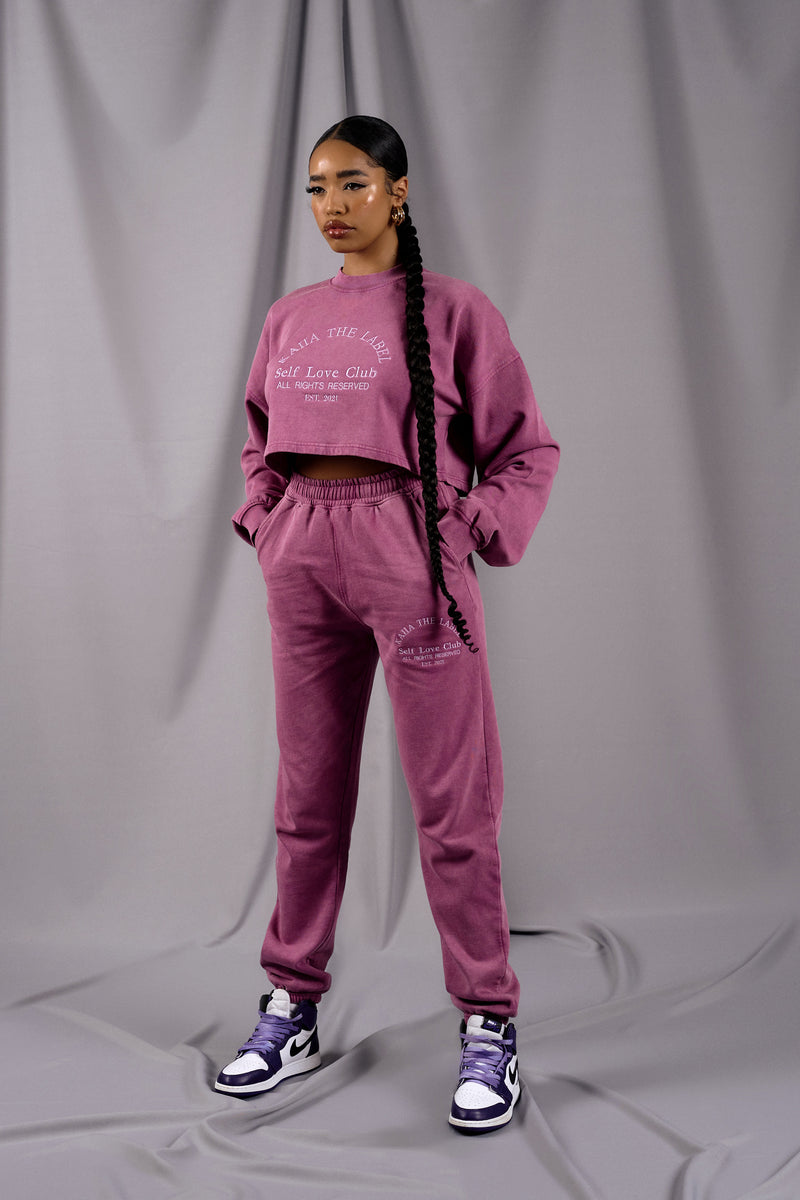 SELF LOVE CLUB EMBROIDERY JOGGERS PURPLE