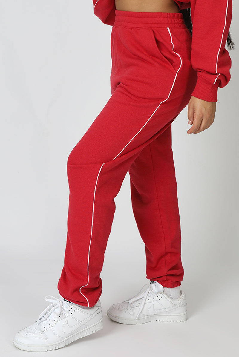 90'S PIPING DETAIL JOGGER RED