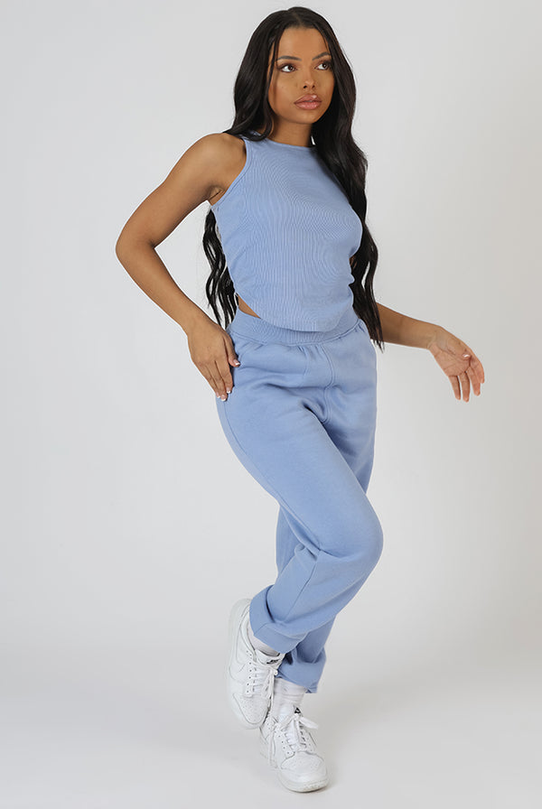 DIPPED HEM RACER TOP BLUEBELL