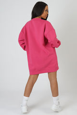 KAIIA EMBROIDERED SWEAT DRESS PINK