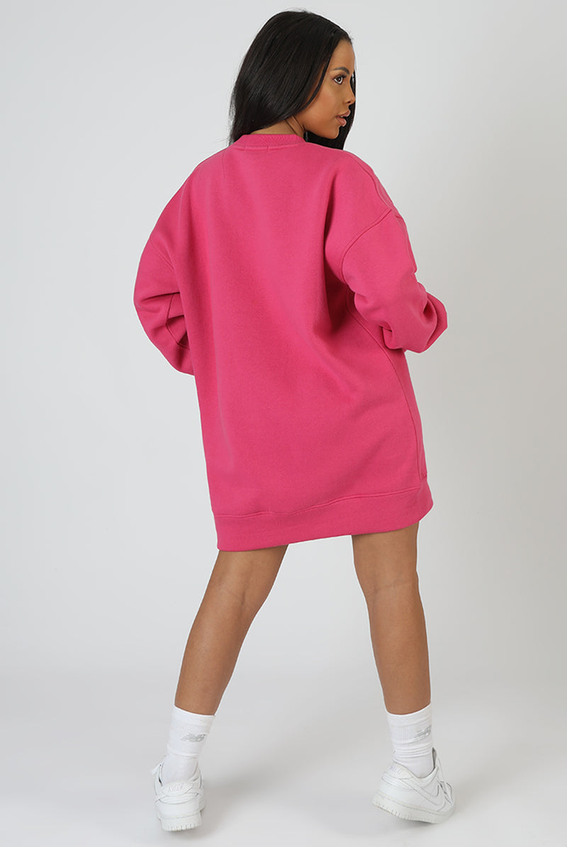 KAIIA EMBROIDERED SWEAT DRESS PINK