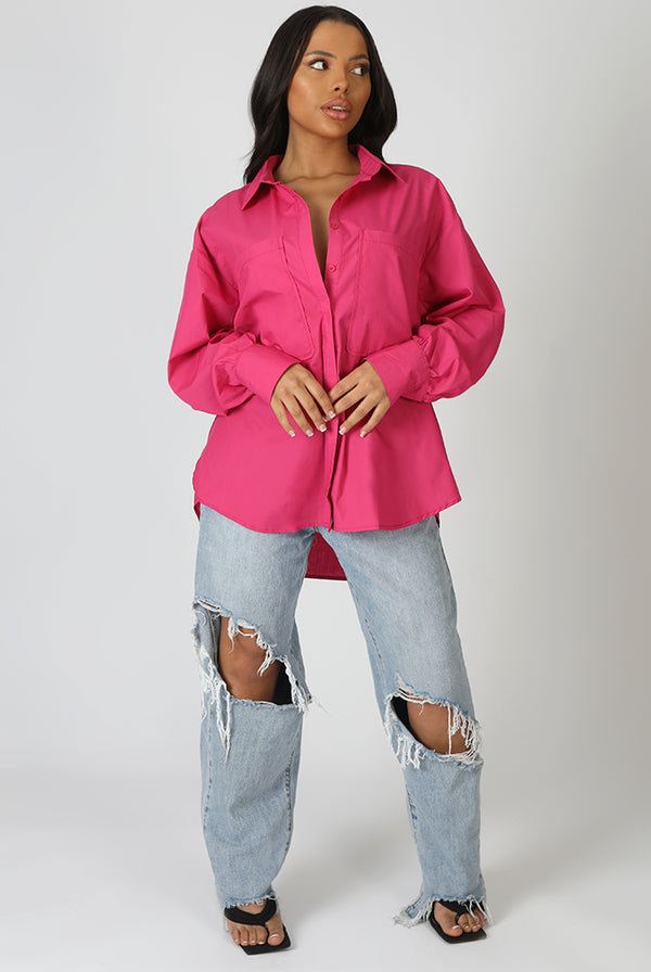 OVERSIZED POCKET POPLIN SHIRT PINK