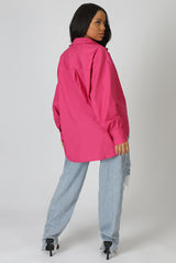OVERSIZED POCKET POPLIN SHIRT PINK