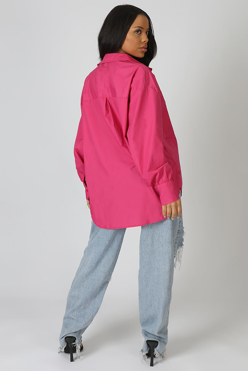 OVERSIZED POCKET POPLIN SHIRT PINK