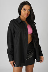 OVERSIZED POCKET POPLIN SHIRT BLACK