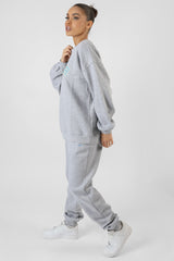 OVERSIZED FIT DENVER PRINT SEAM DETAIL JOGGERS GREY