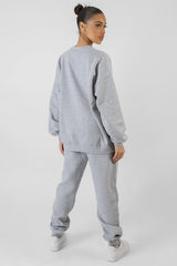 OVERSIZED FIT DENVER PRINT SEAM DETAIL JOGGERS GREY