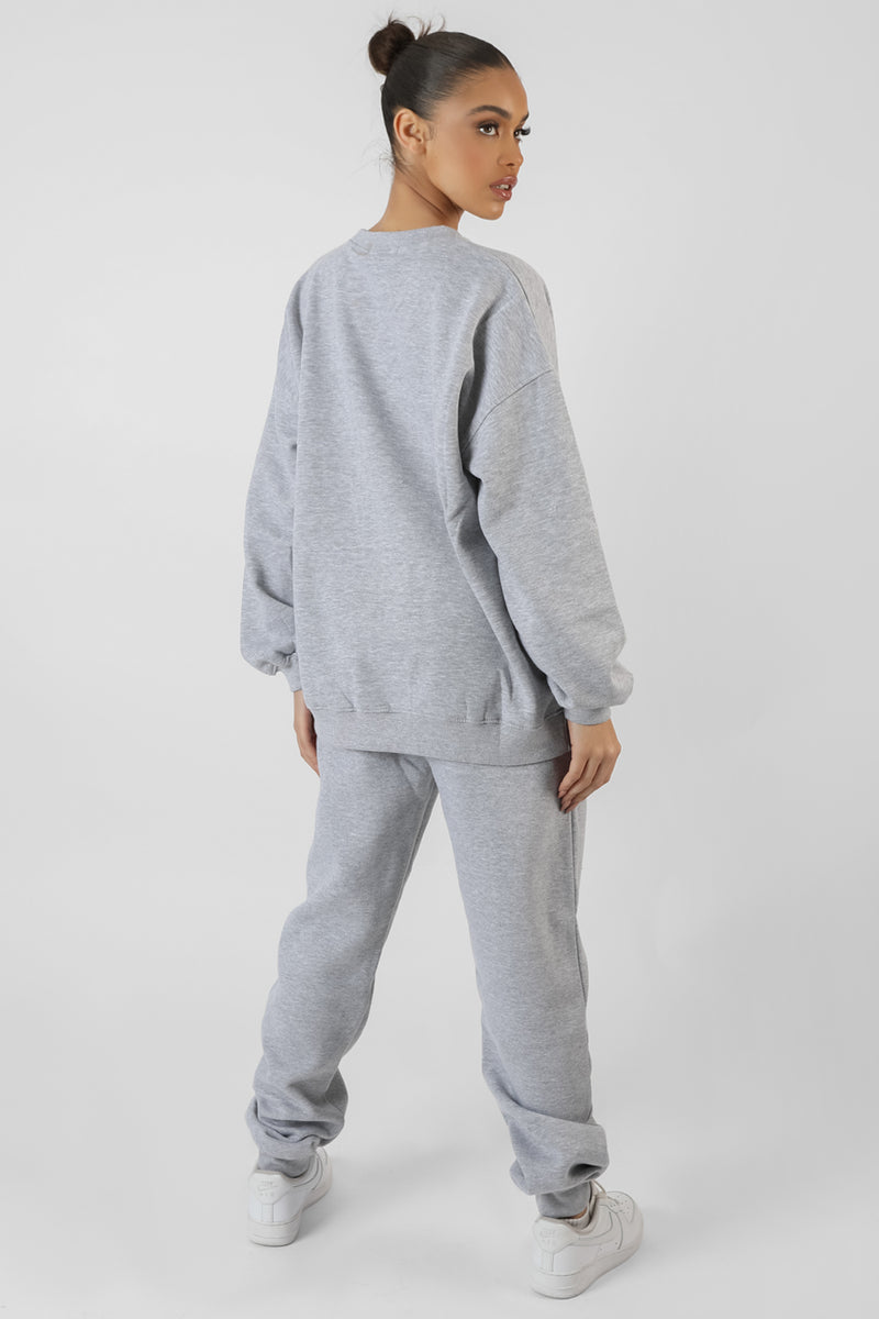 OVERSIZED FIT DENVER PRINT SEAM DETAIL JOGGERS GREY