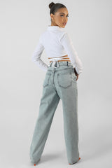 STRAPPY TIE WAIST CROPPED POLO SHIRT WHITE