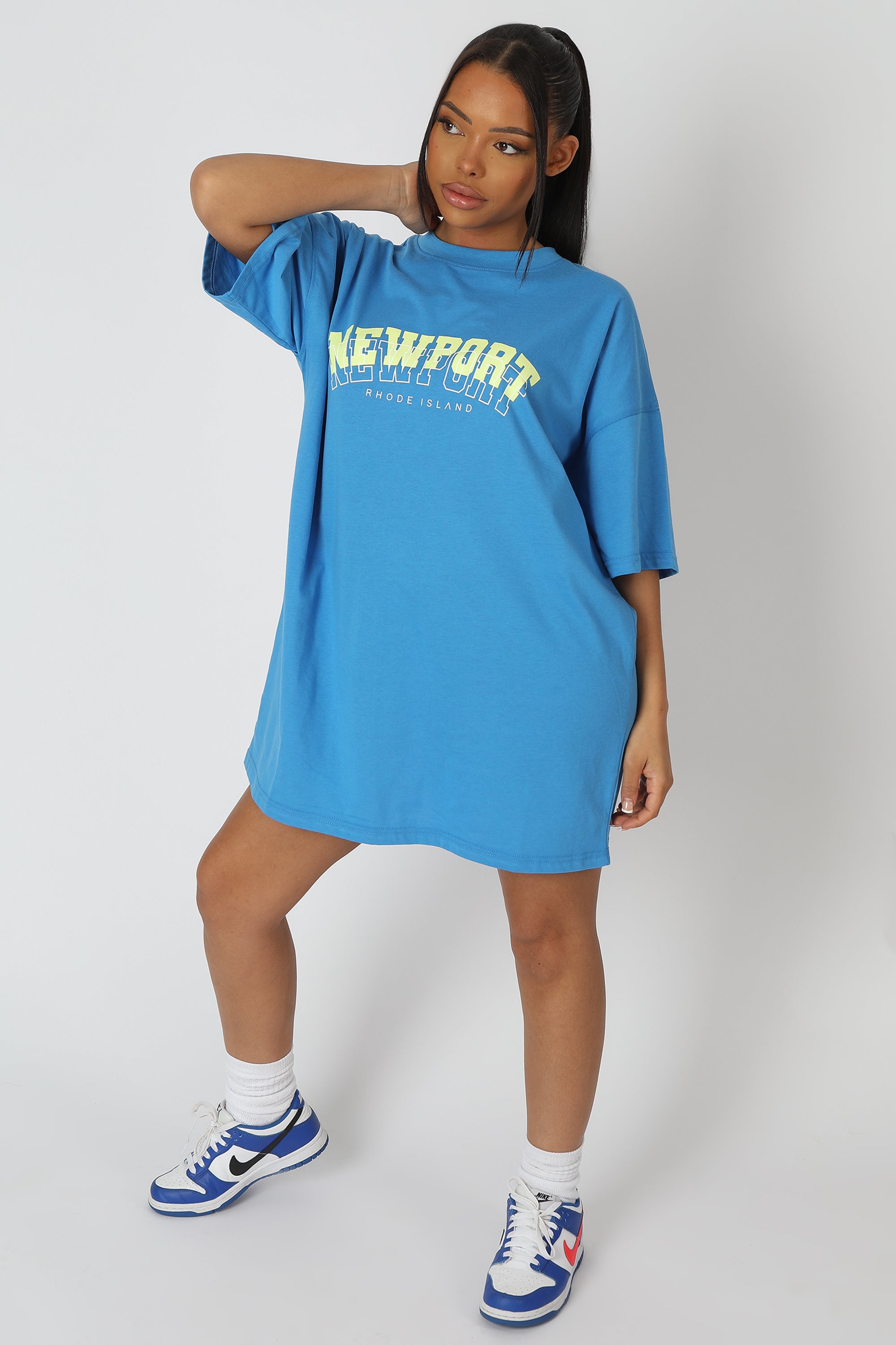 NEWPORT GRAPHIC T-SHIRT DRESS BLUE