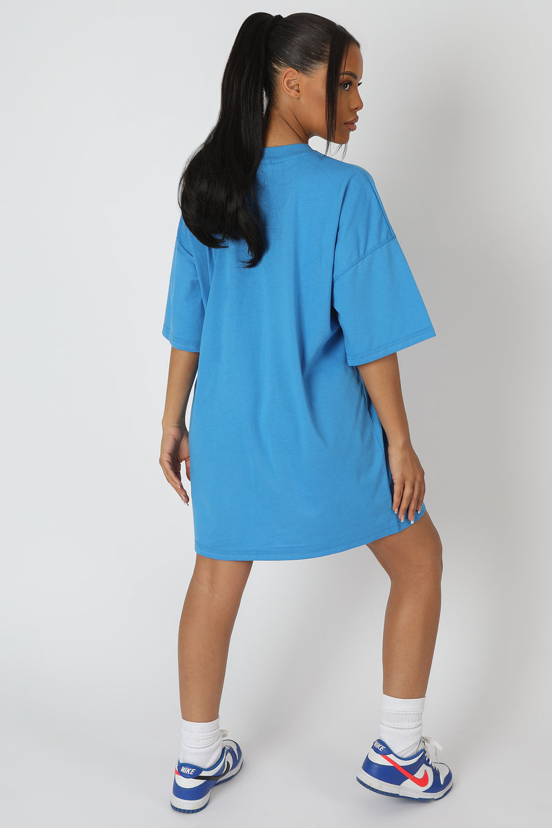 NEWPORT GRAPHIC T-SHIRT DRESS BLUE