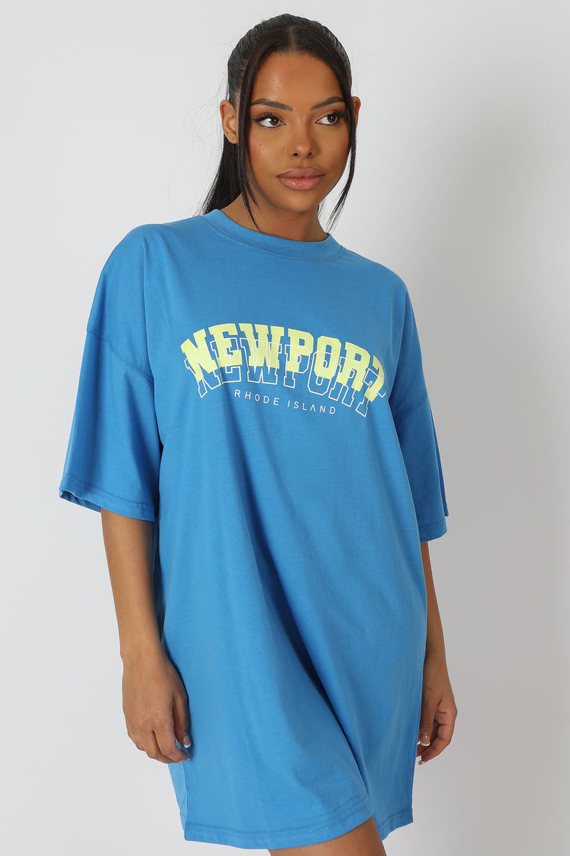 NEWPORT GRAPHIC T-SHIRT DRESS BLUE
