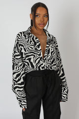 PSYCHEDELIC PRINTED OVERSIZED SHIRT MONOCHROME