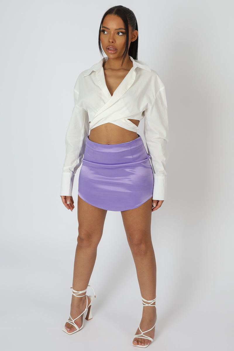 CURVED HEM SKIRT BLUEBELL