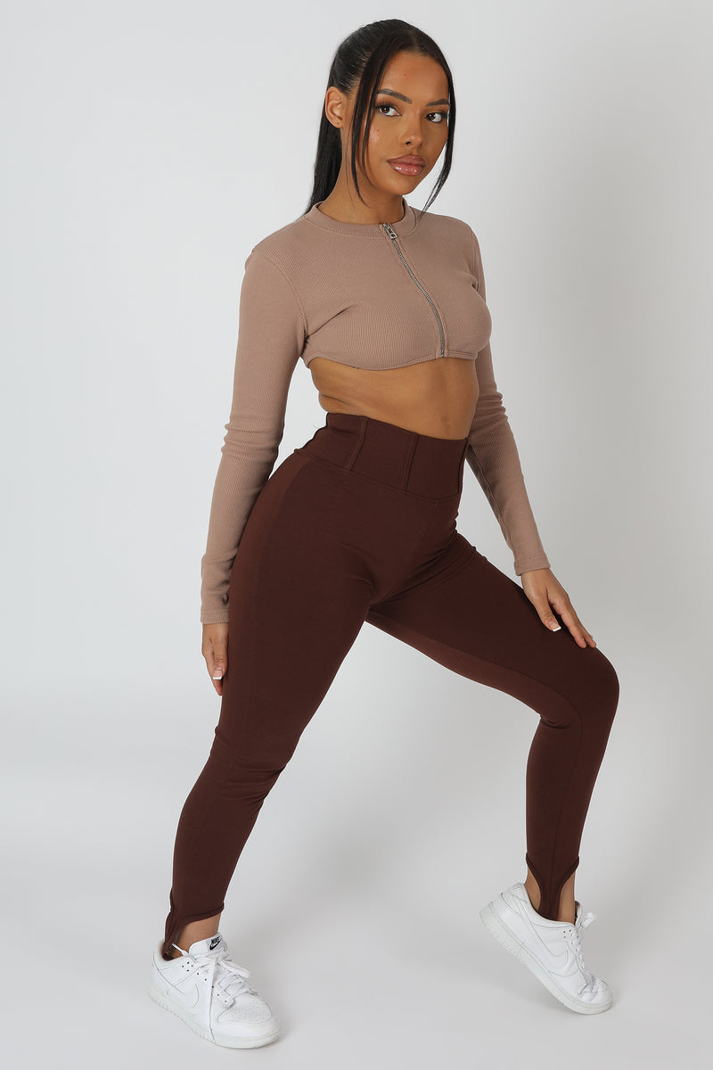 SCOOP STIRRUP CORSET LEGGING CHOCOLATE