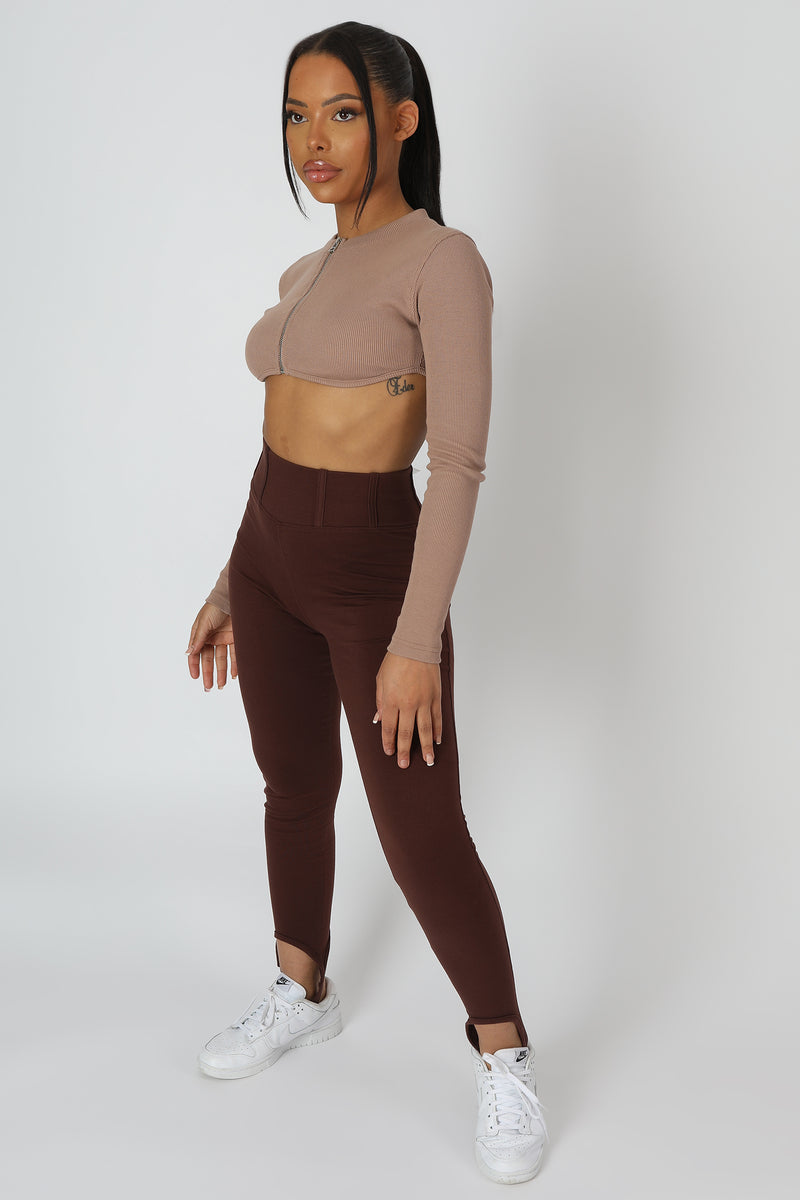 SCOOP STIRRUP CORSET LEGGING CHOCOLATE