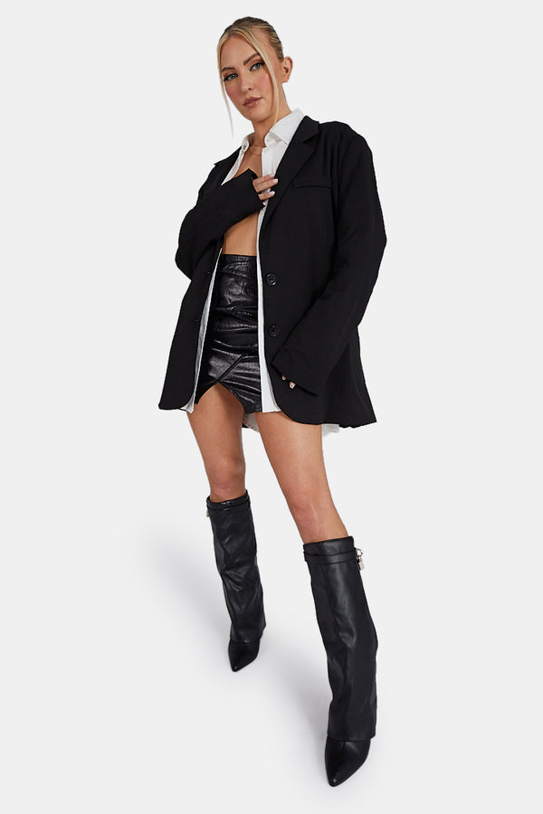 Oversized Longline Blazer Black