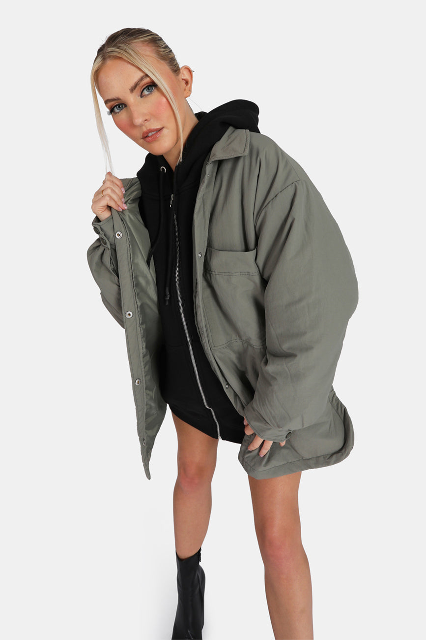 Padded Oversized Shacket Slate
