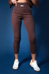 RIBBED KAIIA SPORT LEGGINGS CHOCOLATE