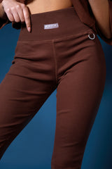 RIBBED KAIIA SPORT LEGGINGS CHOCOLATE